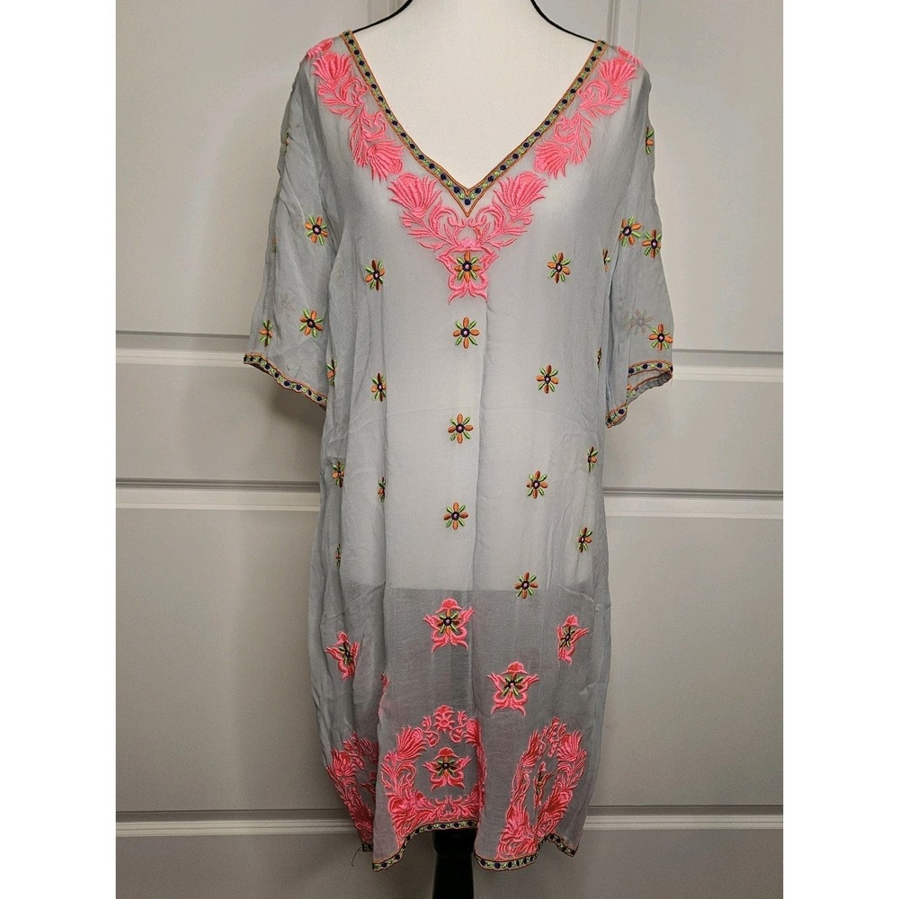 Plenty By Tracy Reese Sheer Dress Tunic Embroidered Cover Up Size‎ Medium